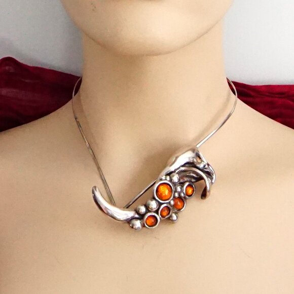 Rare Israel Amber & 925 Silver Calla Lily Combo: Pendant Necklace or Brooch - Picture 4 of 15